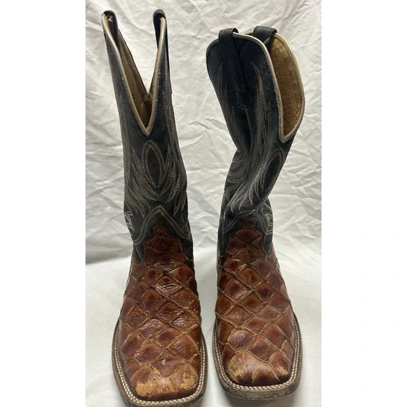 Anderson Bean Horsepower Seas the Day HP1823 Square Toe COWBOY BOOTS 9.5 D Fish - Picture 2 of 9